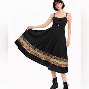 Young Edwardian by Arpeja bohemian💥1970s VTG midi black Dress size Small